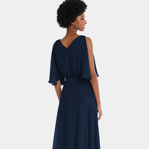 NEW AFTER SIX Navy CHIFFON V-Neck SPLIT-SLEEVE Blouson Bodice BRIDESMAID GOWN 6 - Picture 5 of 15